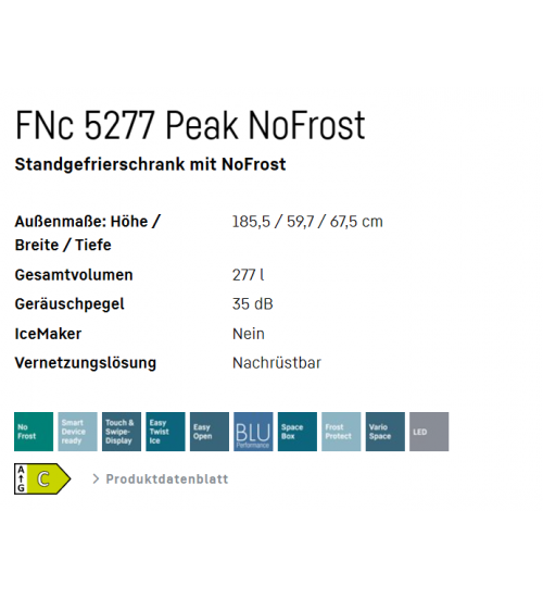 LIEBHERR利勃海尔FNc 5277 Peak独立式冰箱 无霜